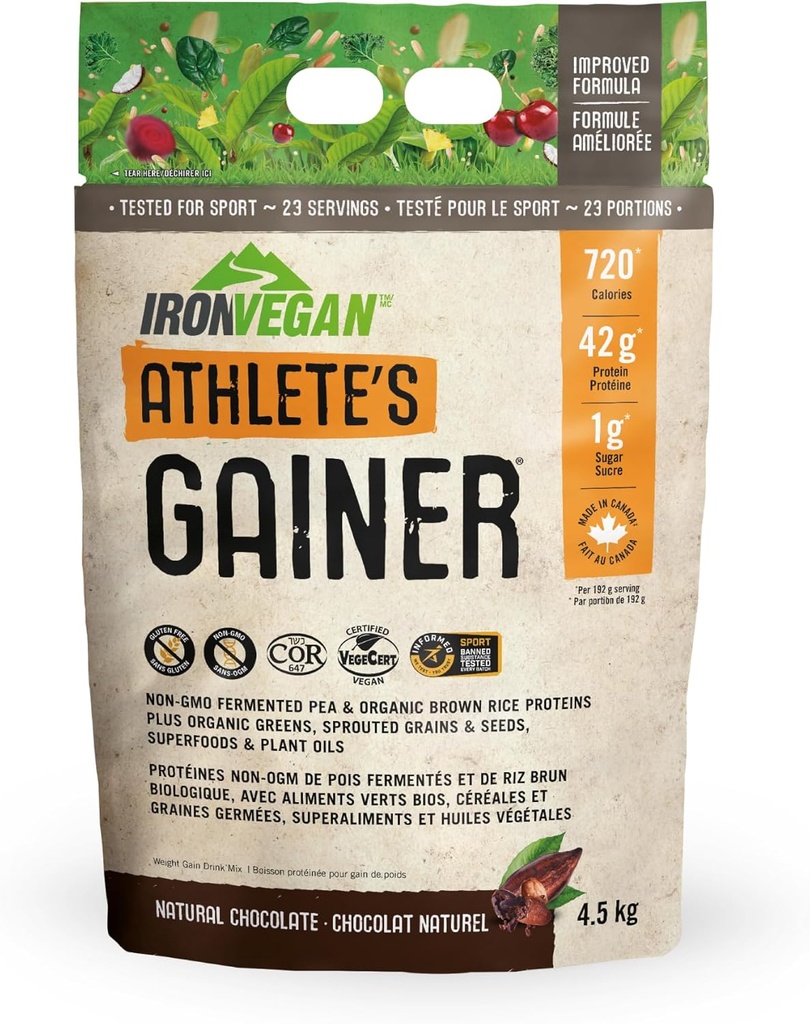 Iron Vegan Athlets Gainer - Naturlig sjokolade 4.5 kg