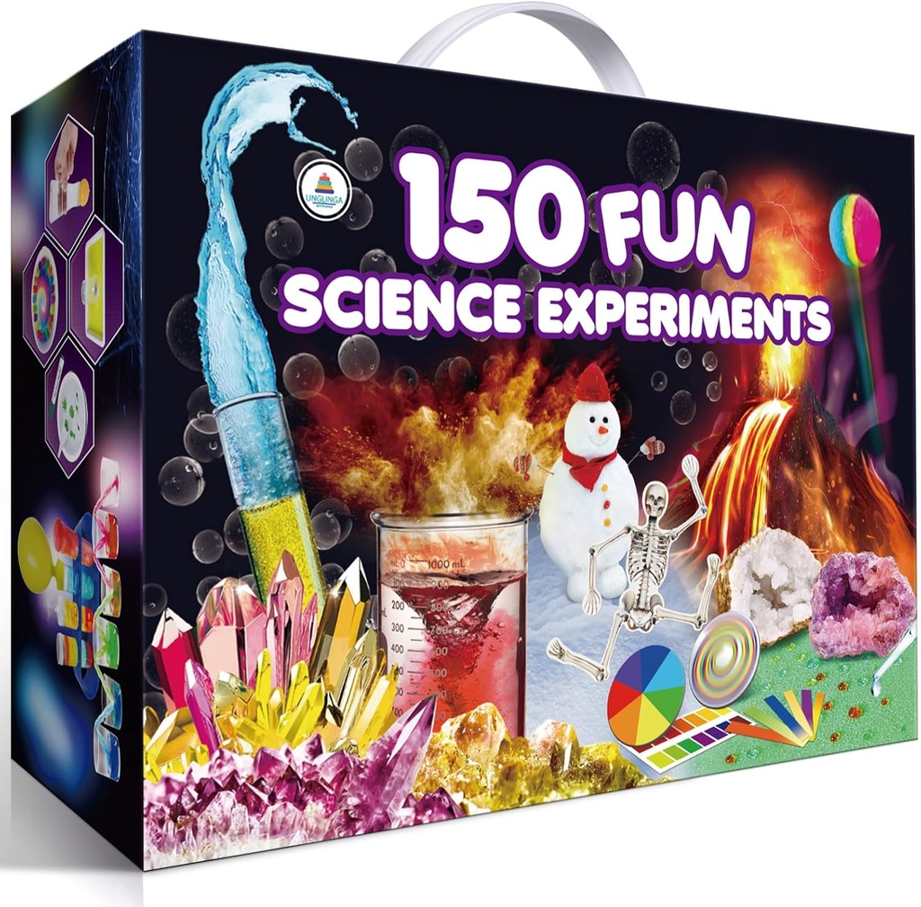 Unglinga 150 Eksperimenter Vitenskapssett for Kids Jenter, S.T.E.M Kit leker Gaver Ideer Fødselsdag Jul, Kjemi Break Geodes, Vulcano, Fysikkpedagogiske aktiviteter Prosjekt