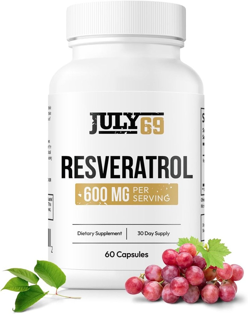 Resveratrol Capsules 600 mg per servering, Potent antioksidant kosttilskudd kapsler, 60 kapsler i 1 flaske, laget i USA