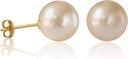Håndplukket Freshwater Perle Stud øredobber 14K Gullbelagt Sterling sølv runde for kvinner Hypoallergenic