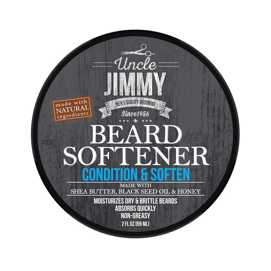 Onkel Jimmy Beard Softener, Betingelse Balm for menn |, Smooths, Ads Shine & Tames Flyaway Hår | Laget med Shea Butter, Honning 2 Fl Oz