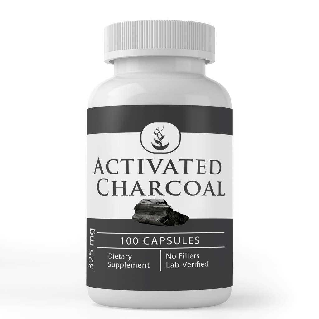 Rene opprinnelige ingredienser Aktivert Charcoal, (100 kapsler) Alltid ren, Ingen tilsetningsmidler eller fyllstoffer, Lab Verifisert