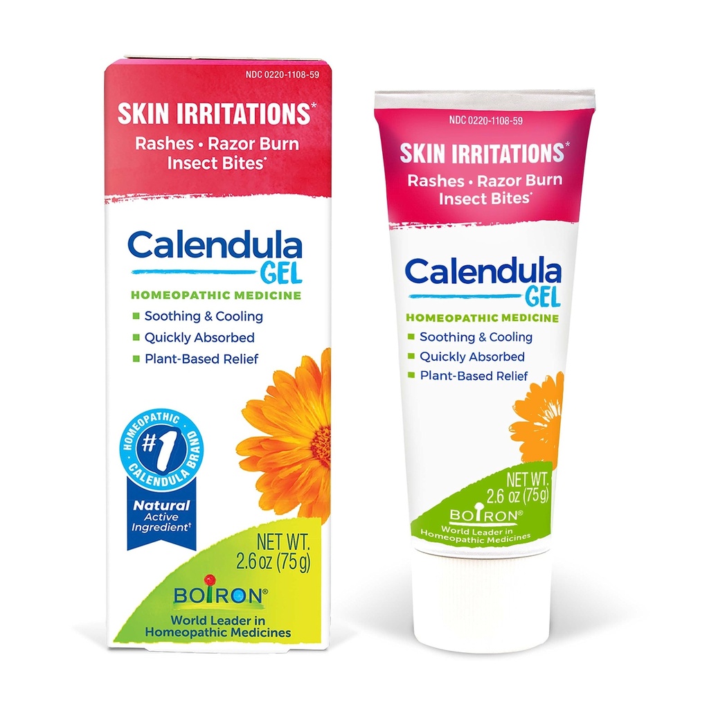 Boiron Calendula Gel Relief fra Rashes, Skin Irritations, Razor Burn eller Insect Bites - Ikke-Greasy og Fragrance-Free - 2.6oz