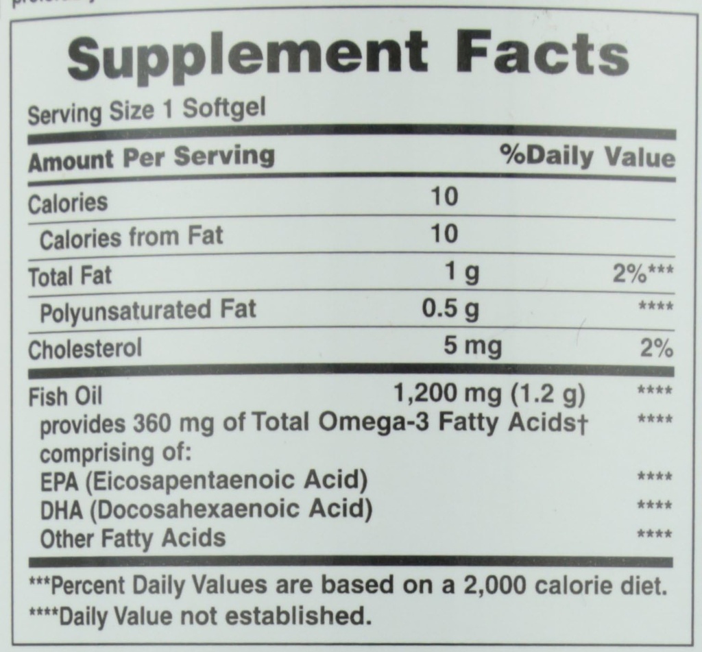Naturens Bounty Fish Oil, støtter hjertehelse, 1200 Mg, Hurtigutgivelse Softgels, 200 Ct (pakke med 2)