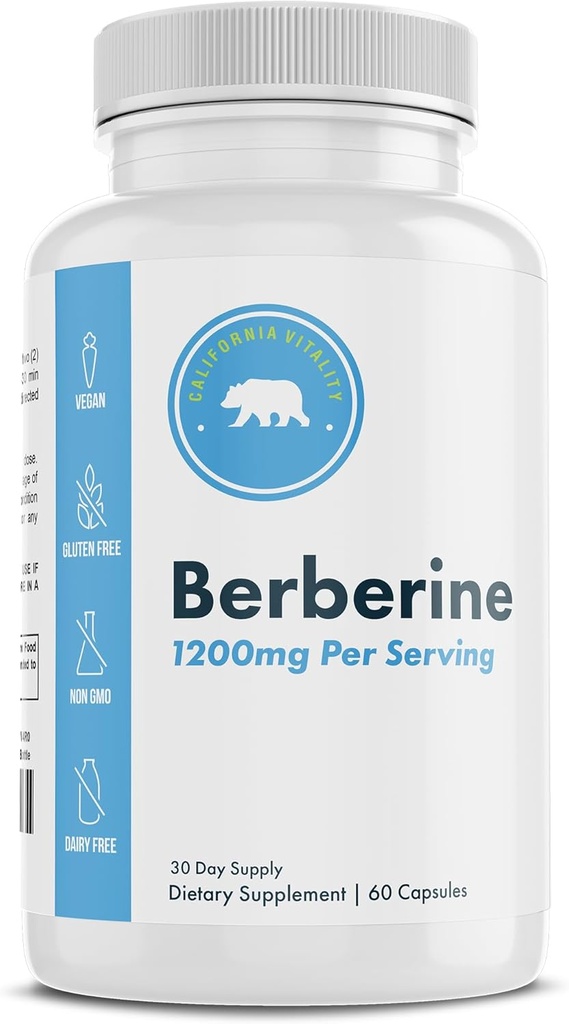 Berberin Supplement 1200mg – 60 Vegan Capsules – Glutenfri, ikke-GMO, Dairy Free – 30 dagers forsyning