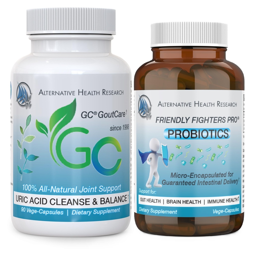 GC® GoutCare og vennlige Fighters® Probiotic: Uric Acid Cleansing Package med mikrokapslede probiotika