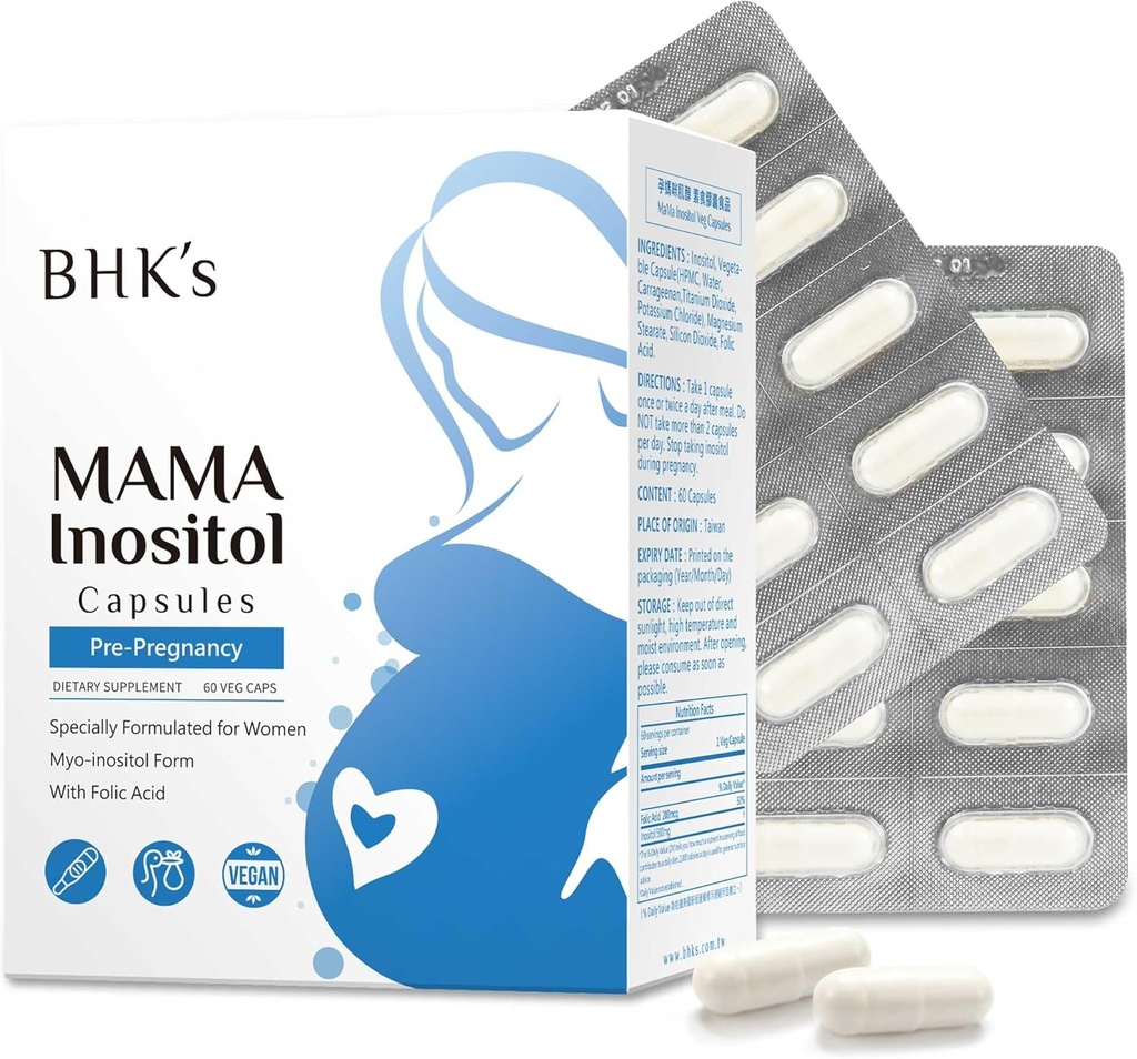 BHKs pre-graviditetsfertilitet Supplement, Hormonell balanse og sunn ovarian funksjon støtte for kvinner, vanlige sykluser med inositol, 60 kapsler