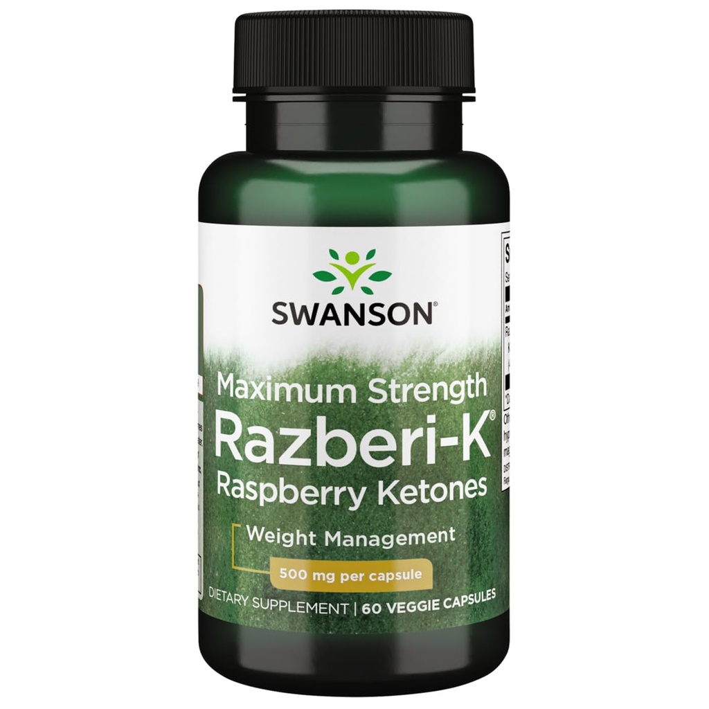 Swanson Maks styrke Razberi-K 500 Milligrams 60 Veg Kapsler