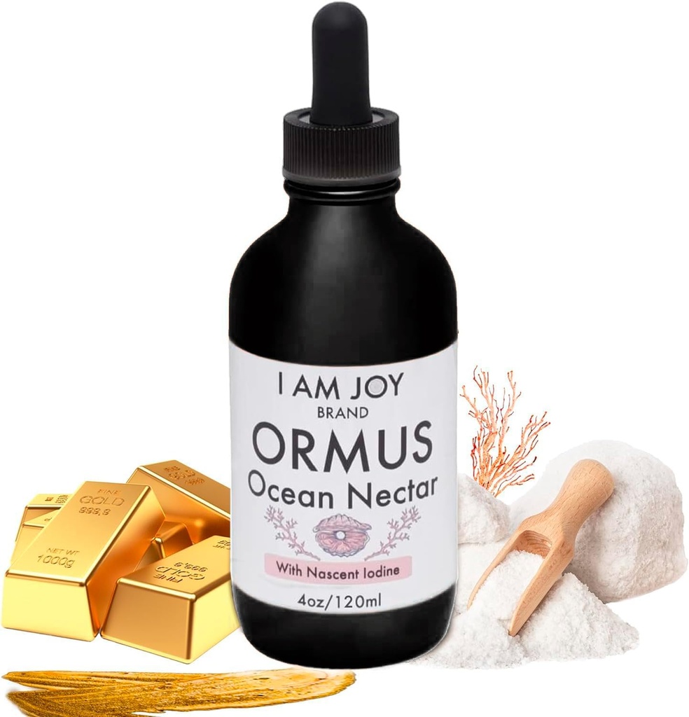 Jeg er glad co. Ormus Ocean Nectar Monoatomic Gold med jodin designet for å dekalisere Pineal Gland, støtte thyroid og øke følelser av varsling, klarhet av tanke og energi 4oz