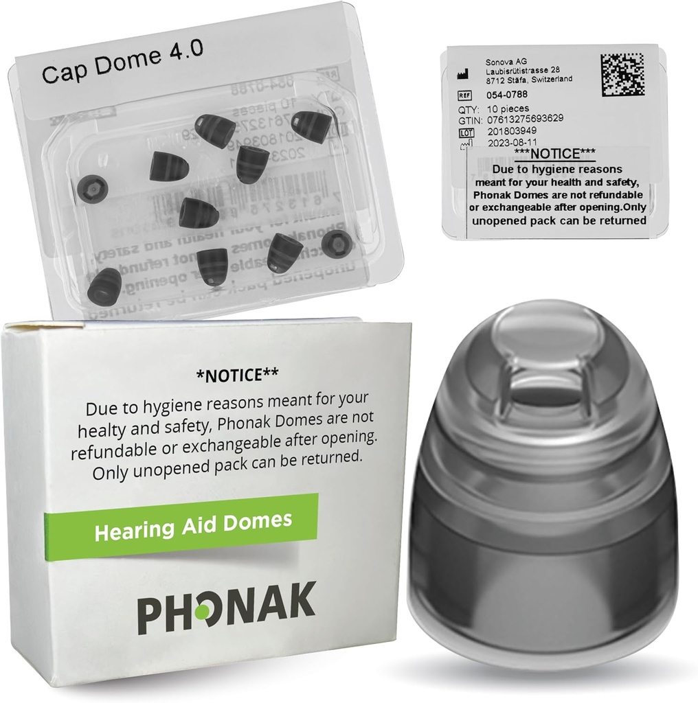 Phonak Cap 4.0 Dome XSmall (0,18 inches=4.5mm) -Generelt OEM Sveits Erstatning av Sonova, Høreapparat Domes for svært smal ørestørrelser - 1 pakke / 10 Domes Totalt