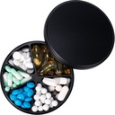 Pill Organizer med 6 sammenligninger - Heavy Duty Metal Daily Pill Case, Stor Pill Container Holder, Vanntett Medisin Dispenser Pill Box for Vitamin Supplement medisin fisk oljer, 0,38lb, svart