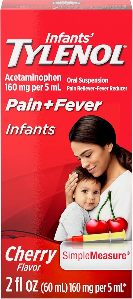 Infanter Tylenol Acetaminophen flytende medisin, Cherry, 2 fl oz