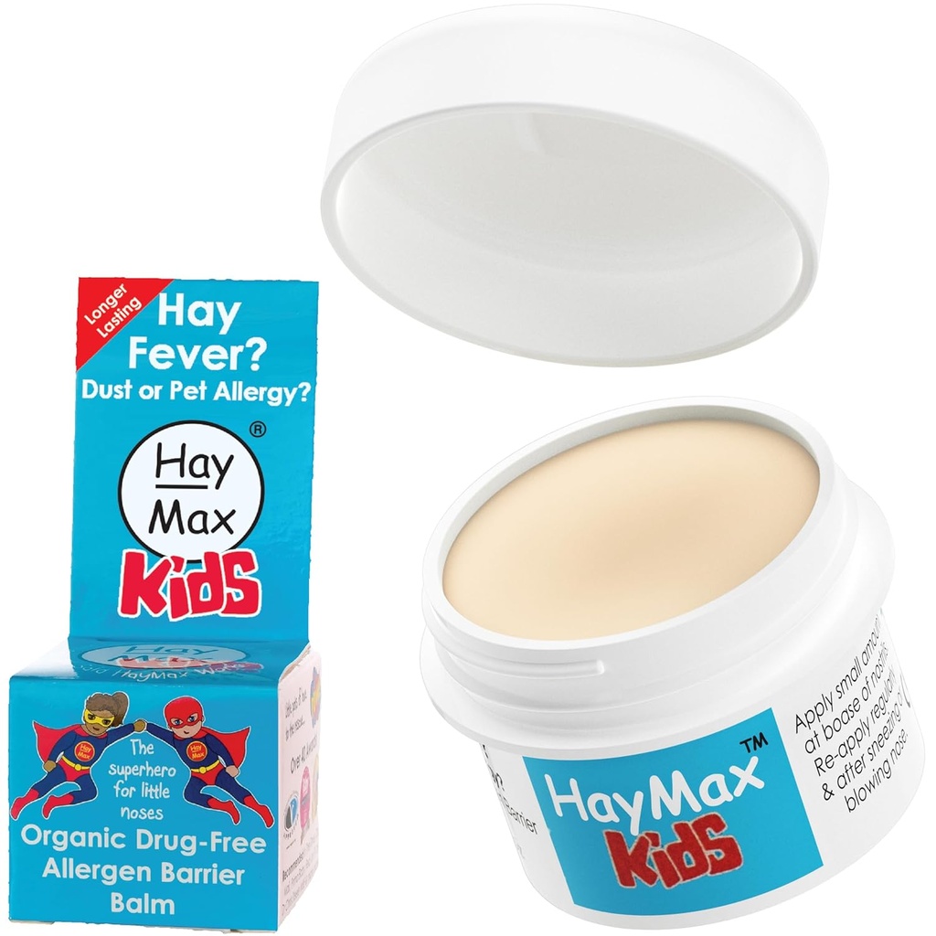 HayMax Allergen Barrier Balm for barn, 0.17 fl oz (5ml), organisk, naturlig og ikke-Drowsy, barn Hay Fever Allergy Relief - Traps Pollen, Støv & Pet Allergen - Ragweed & Cedar