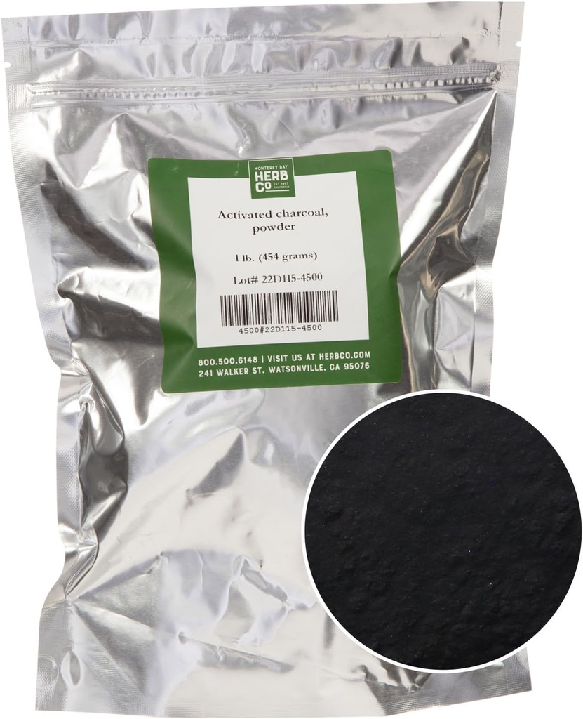 MONTEREY BAY HERB CO. Aktivert Charcoal pulver | bruk for kroppspleie, ansiktsmasker, tannkrem (1lb)