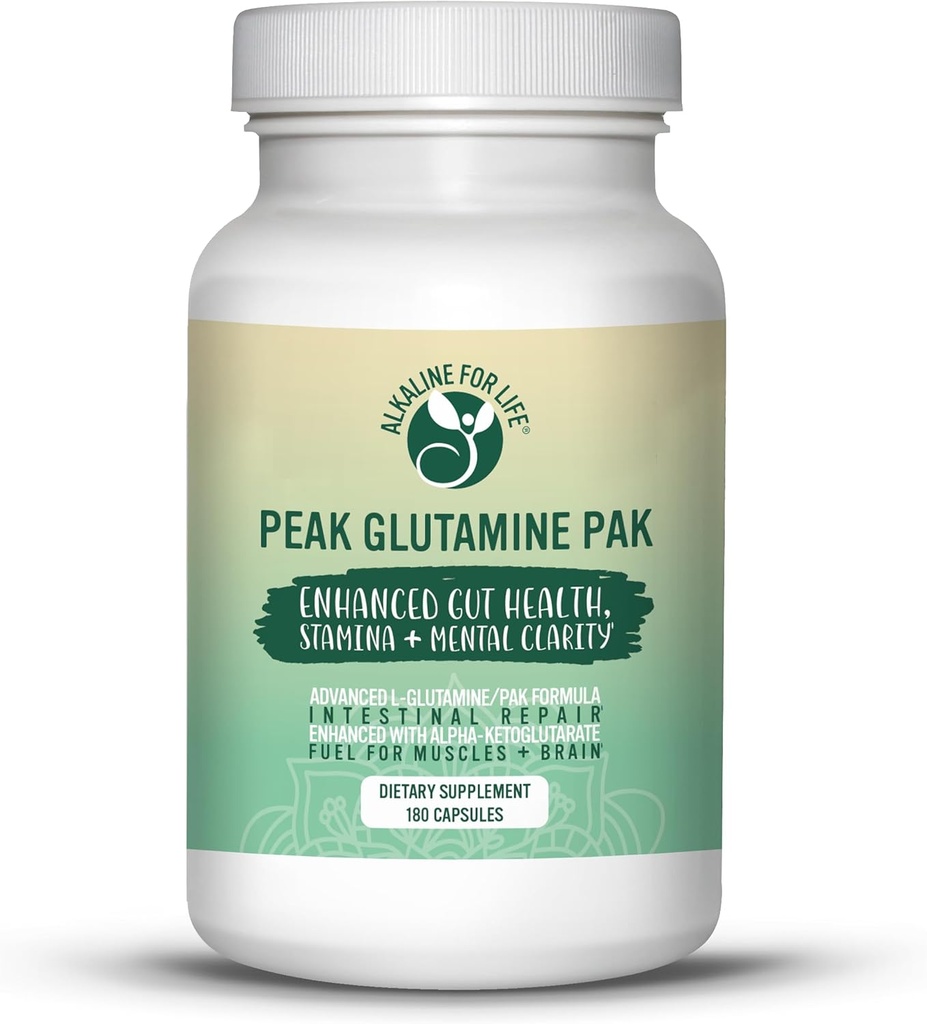 Peak Glutamine PAK 180 kapsler L-glutamin med pyridoksal alfa-ketoglutarate for effektivt å resirkulere L-glutamin for optimal Gut helse fordel