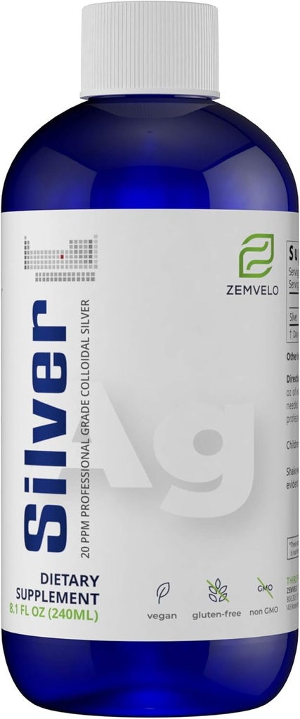 Liquid Ionic Silver Supplement | Naturlig inflammatorisk responsstøtte | Sunn hud, hår og negler | Immunstøtte | Naturlig sølv