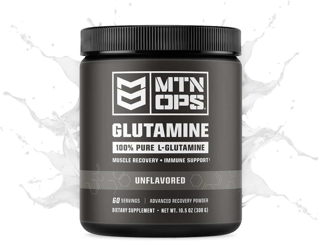 MTN OPS L-Glutamine Powder 60 serveringer / 300 g 100% ren L-Glutamine for muskelgjenvinning, uflavorert + 5g per servering