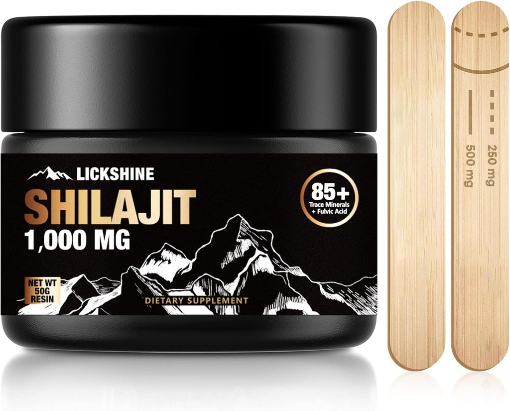 1 Pack Shilajit ren Himalayan Shilajit Resin med Fulvic Acid, 1000mg Maks potens naturlig organisk Shilajit med 85+ spor Mineraler Supplement Gel, støtte energi og immunsystem - 50g