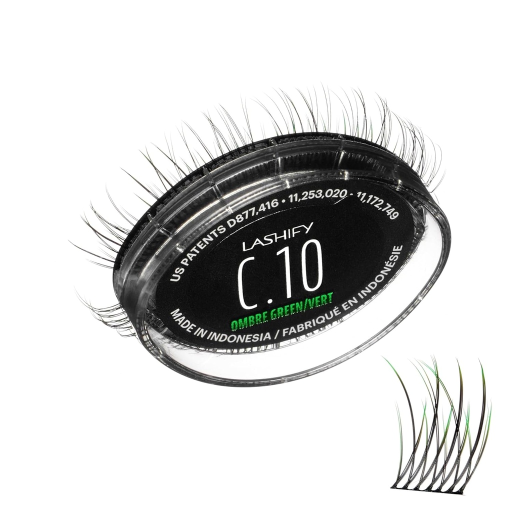 Lashify Curl 10mm Gossamer Eyelash utvidelser Påfyll i Ombre Grønn, lett DIY Falske Lashes for et naturlig utseende