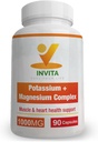 Invita Kalium Magnesium Complex 1000 MG for ben og muskel støtte I (90 kapsler) - høy absorpsjon Kalium Aspartat med magnesium Aspartat Oxid Gluconat Gluconat & Citat