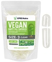 XPRS Nutra Størrelse 3 tomme kapsler - 100 telle klart tomme veganske kapsler - vegetariske piller - DIY grønnsakerkapselfylling - Veggie piller