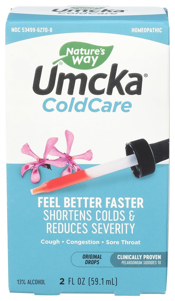 Naturens måte Umcka ColdCare Homeopatisk, Shortens Colds, Sore Throat, Cough, og Congestion, Phenylephrine Free, Ikke-Drowsy, 2 Fl. Oz. Drops