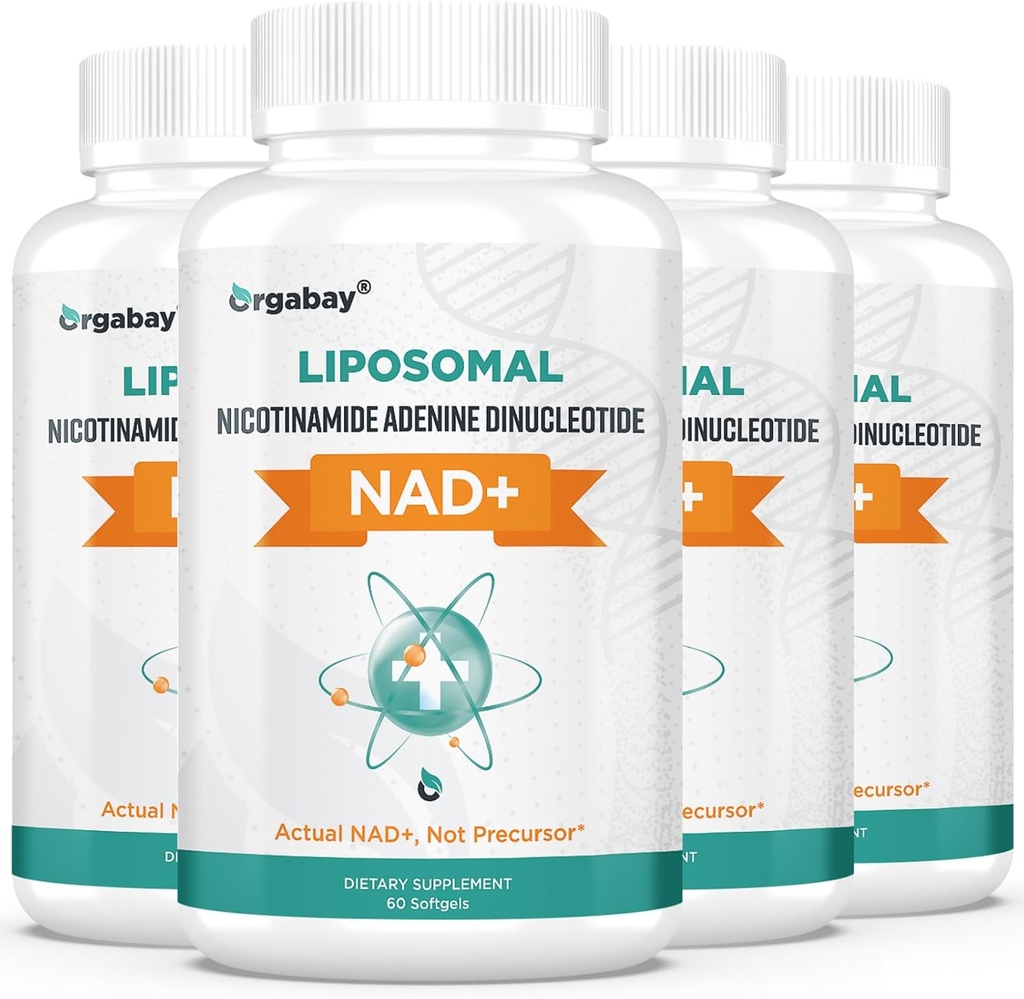 Orgabay Liposomal NAD+ Supplement 500 mg, høy absorpsjon, økt NAD+ med TMG 250 mg, faktisk NAD Plus mer effektiv enn nikotinamid Riboside, støtte Cellular Energy, sunn aldring ® 240 Softgels