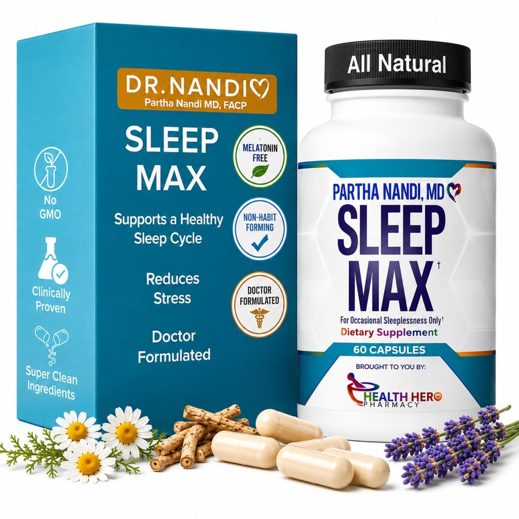 Dr. Nandis søvn Max naturlig søvnhjelp - Magnesium, GABA, 5-HTP og Taurin - REM søvn og dyp søvn Supplement uten melatonin - Ikke-Habit Forming Vegansk Herbal søvnhjelp - Ikke-GMO - 60 Kapsler