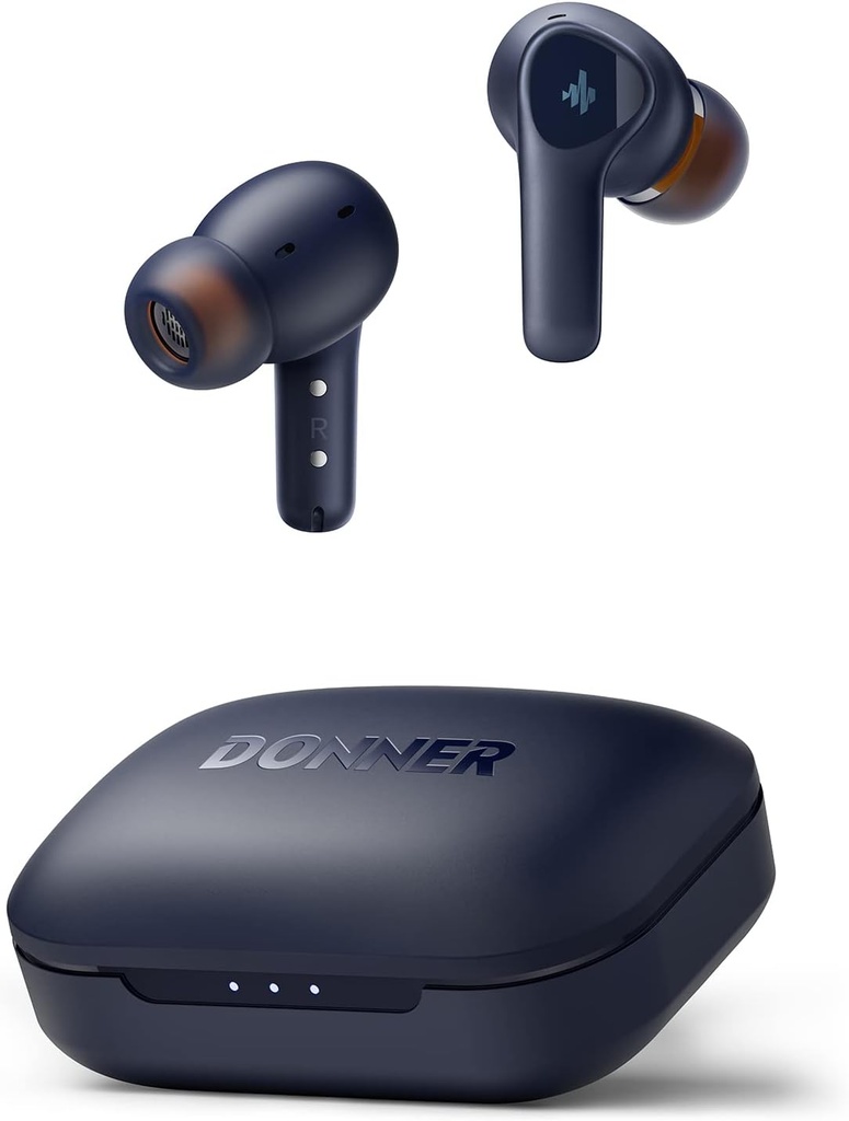 Donner Trådløs ørepropp støy Avbryt, Bluetooth 5.2 Øretelefoner med ENC for Clear Calls, 12mm drivere og balansert armatur, App for Custom EQ, 32H spilltid, rask lading - Dobuds Ene, Blå