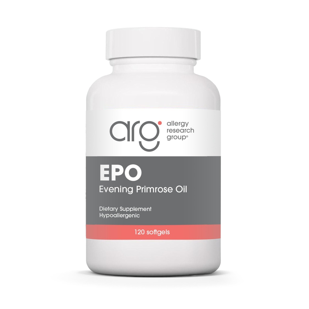 Allergi Research Group EPO - Aften Primrose Olje for menn og kvinner, for tørre øyne, Omega-6, GLA Gamma-Linolensyre, 500 mg Supplement - 120 Telling