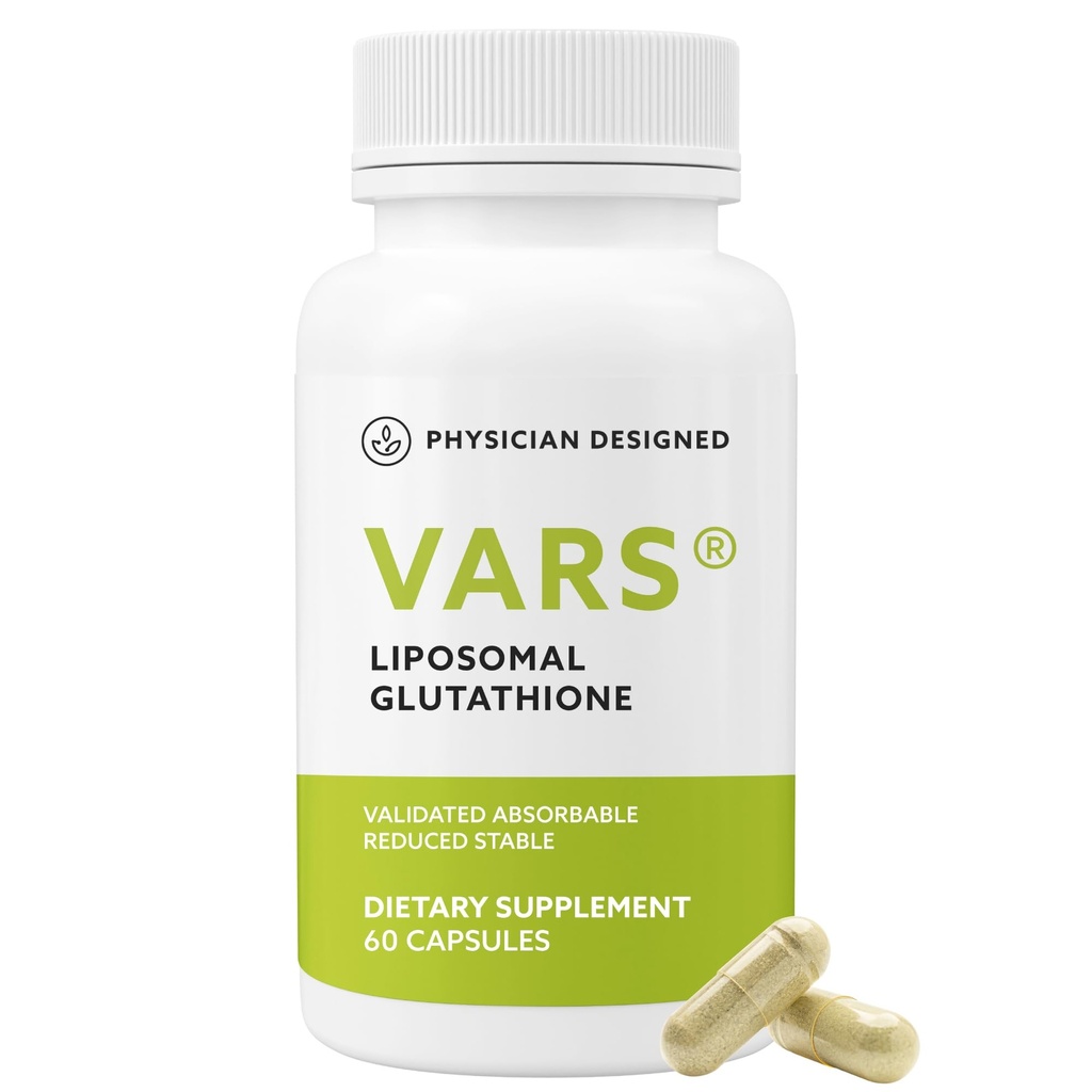 Lege designet VARS Liposomal Glutathione Capsules - Patentert antioksidant flytende kosttilskudd, anti-aldring, avgiftsbegrensning, Fortify immunsystem, energistyring hudbelysning, 60 tall