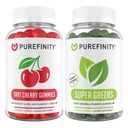 PUREFINITY Tart Cherry og Super Greens Gummies Bundle (Uric Acid Flush & Cleanse med dine daglige grønne)