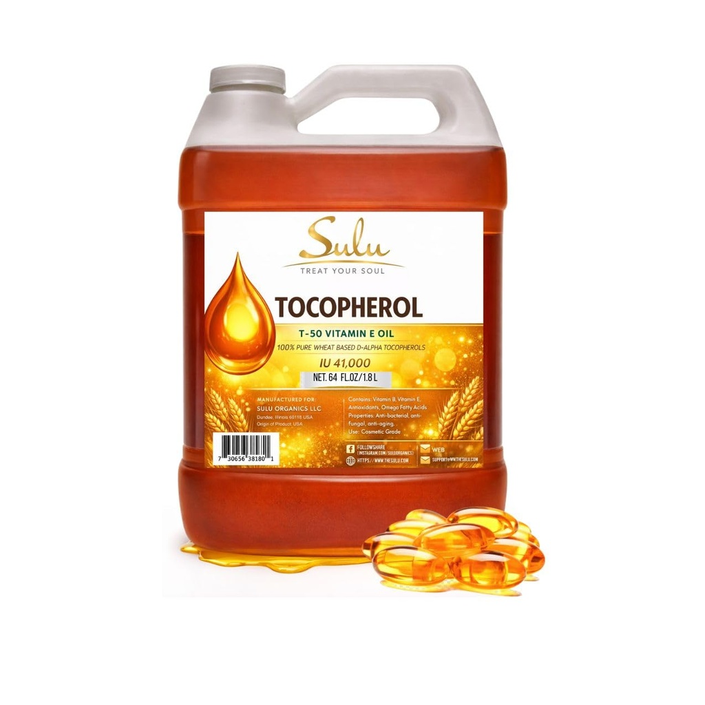 SULU ORGANICS 4 lbs-100% ren og naturlig soya gratis T-50 tokoferoler vitamin E-olje
