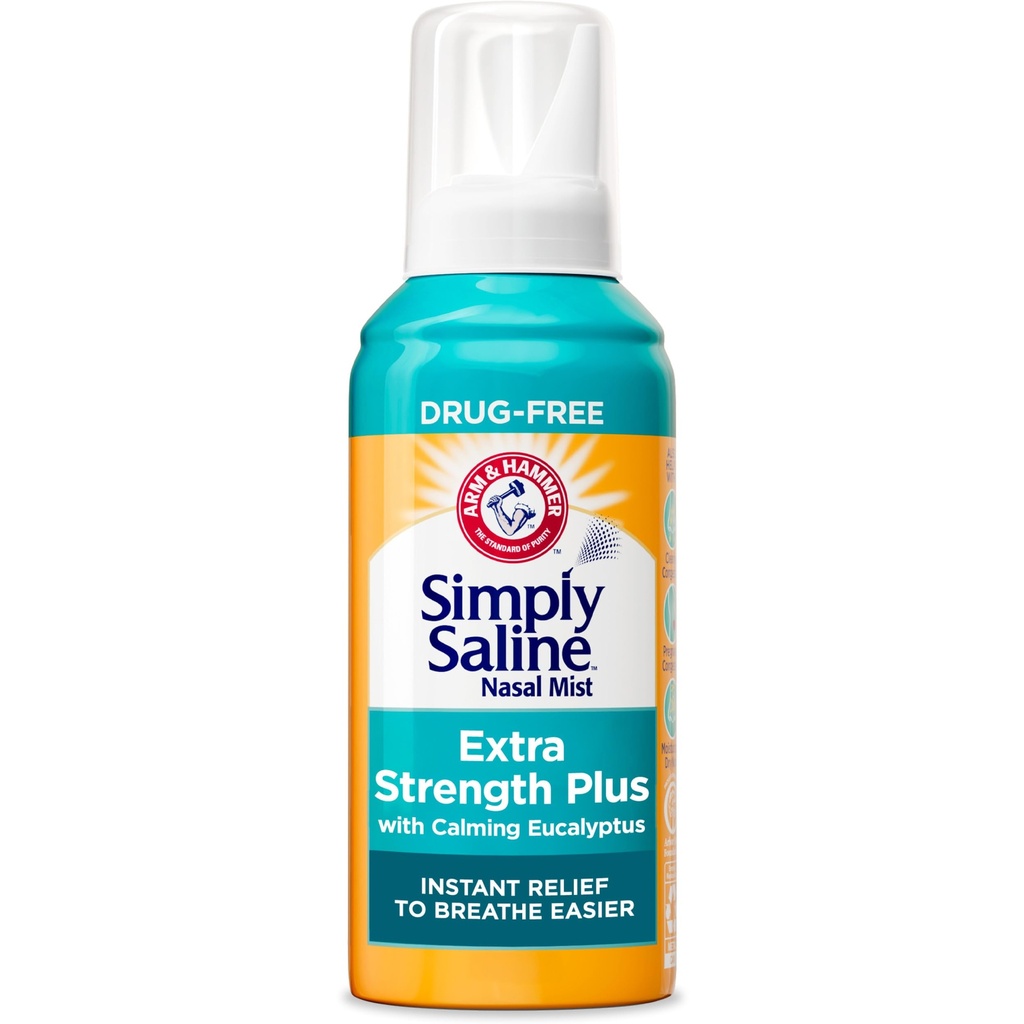 Arm & Hammer Enkelt Saline Extra Styrke Plus Eukalyptus Nasal Mist for alvorlig kongessjon, 4,6 oz