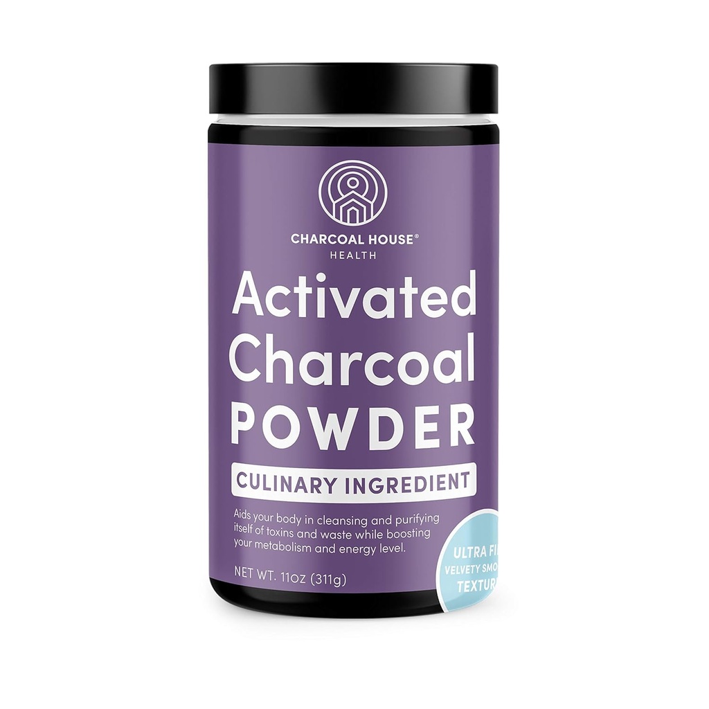 ULTRA FINE Kokos Aktivert Charcoal Powder - Kulinære og kosmetiske applikasjoner, Velvety Smooth Texture for Smoothies, Iskrem, bakverk, Sopper, Ultra Fine for en myk Finish, Ingen Grit!