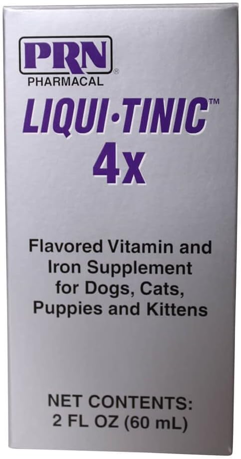 Liqui-Tinic 4x Flavored vitamin og jern Supplement for hunder, katter, valper og kittens, 2 oz.