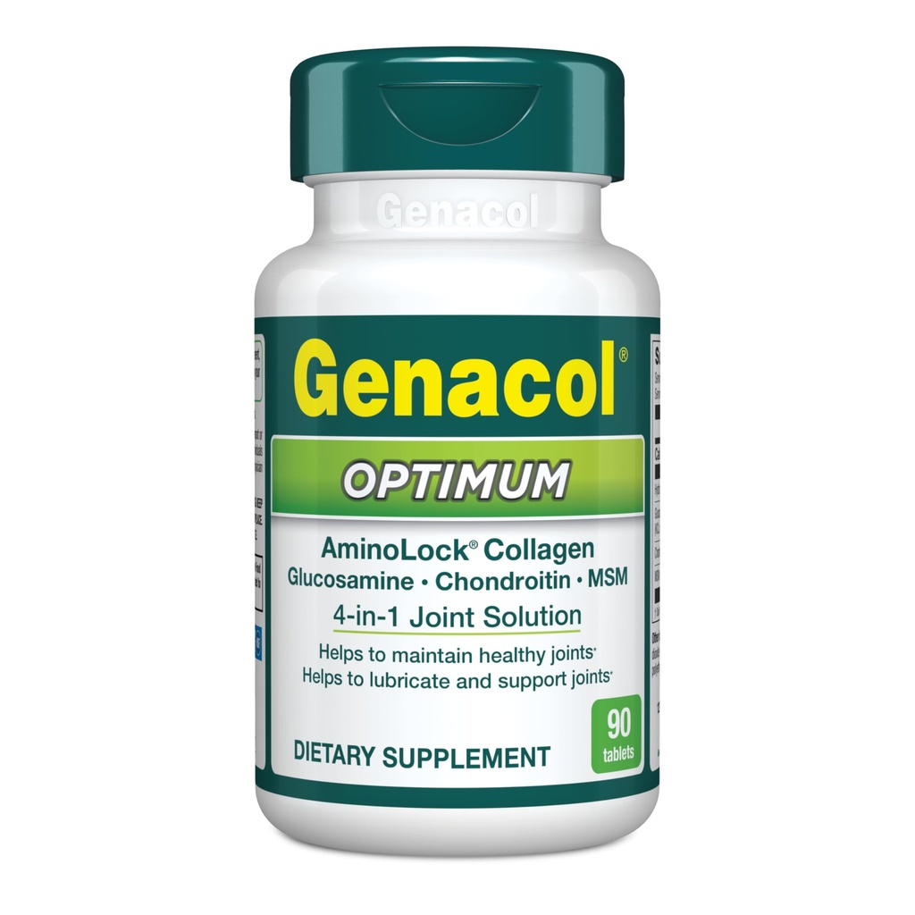 Genacol Optimum – Glukosamin, Chondroitin, MSM og ultrahydrolyserte kollagentabletter, opprettholder sunne ledd, beskytter og smører Cartilage, 90 tabletter (30-dagers forsyning)