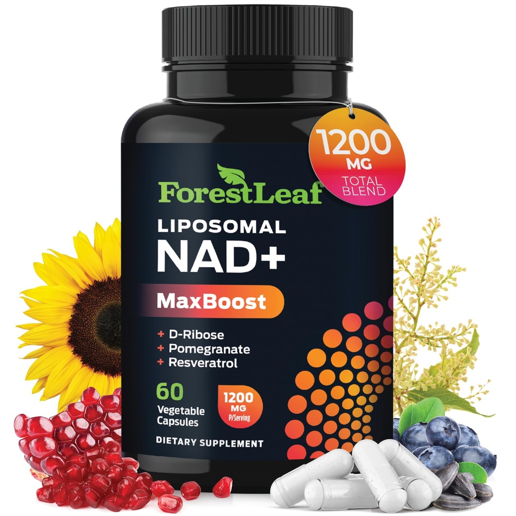 NAD + Supplement - 500 mg ren NAD Plus for energi, fokus, hud og anti-alge støtte - Glutenfri ikke-GMO NAD Kosttilskudd for kvinner og menn (60 greve (pakke med 1), NAD + Resveratrol)