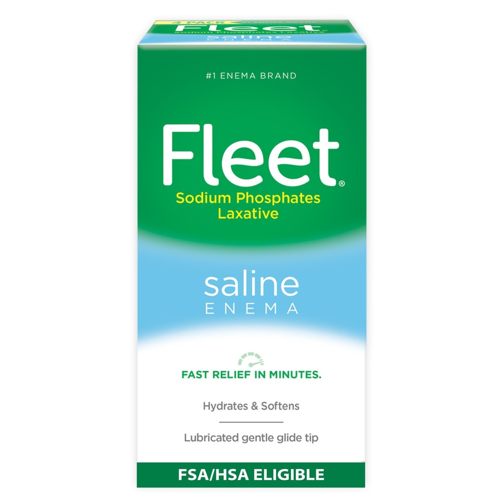 Fleet Laxative Saline Enema for voksen pensum, 4,5 fl oz, 4 flasker