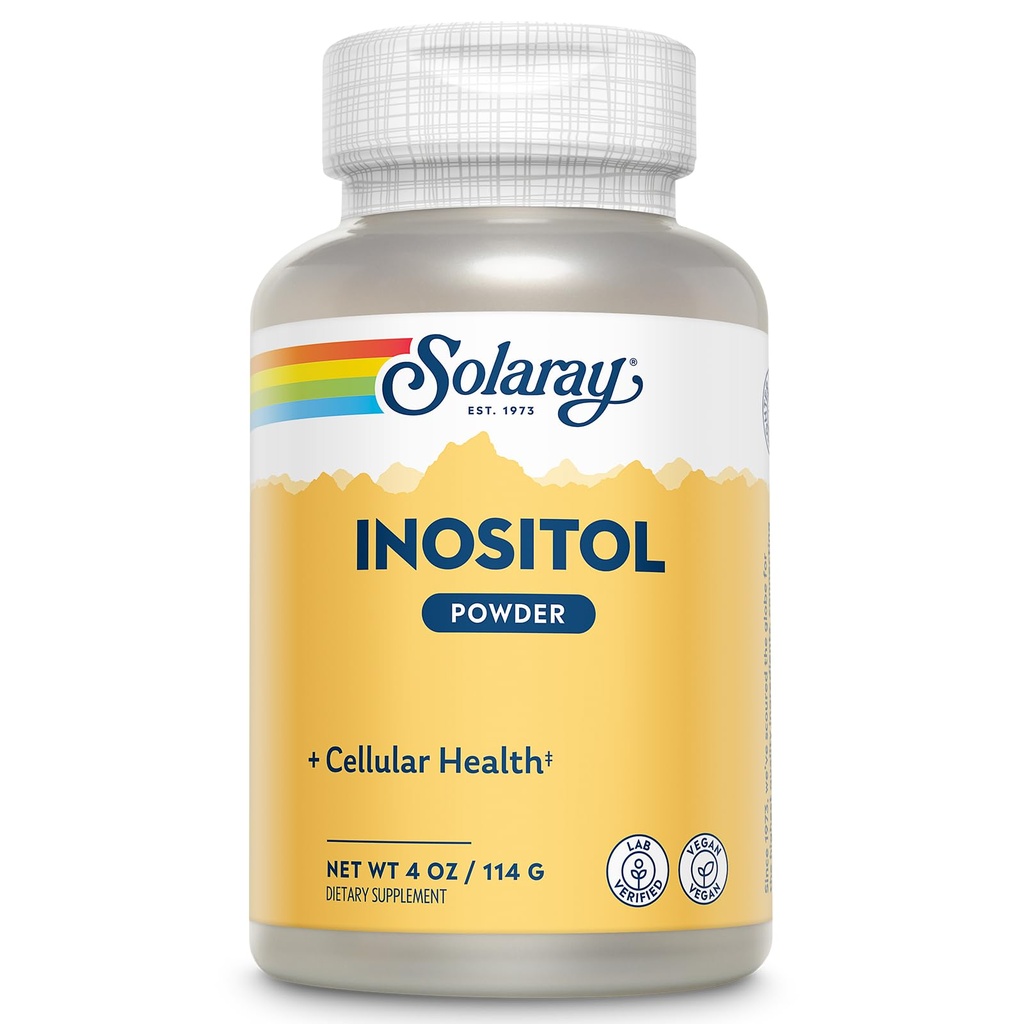 SOLARAY Pure Inositol pulver - Cellular Health Support - Vegansk, Lab Verifisert - 163 Services, 4 OZ (4oz, 162 Serv.)