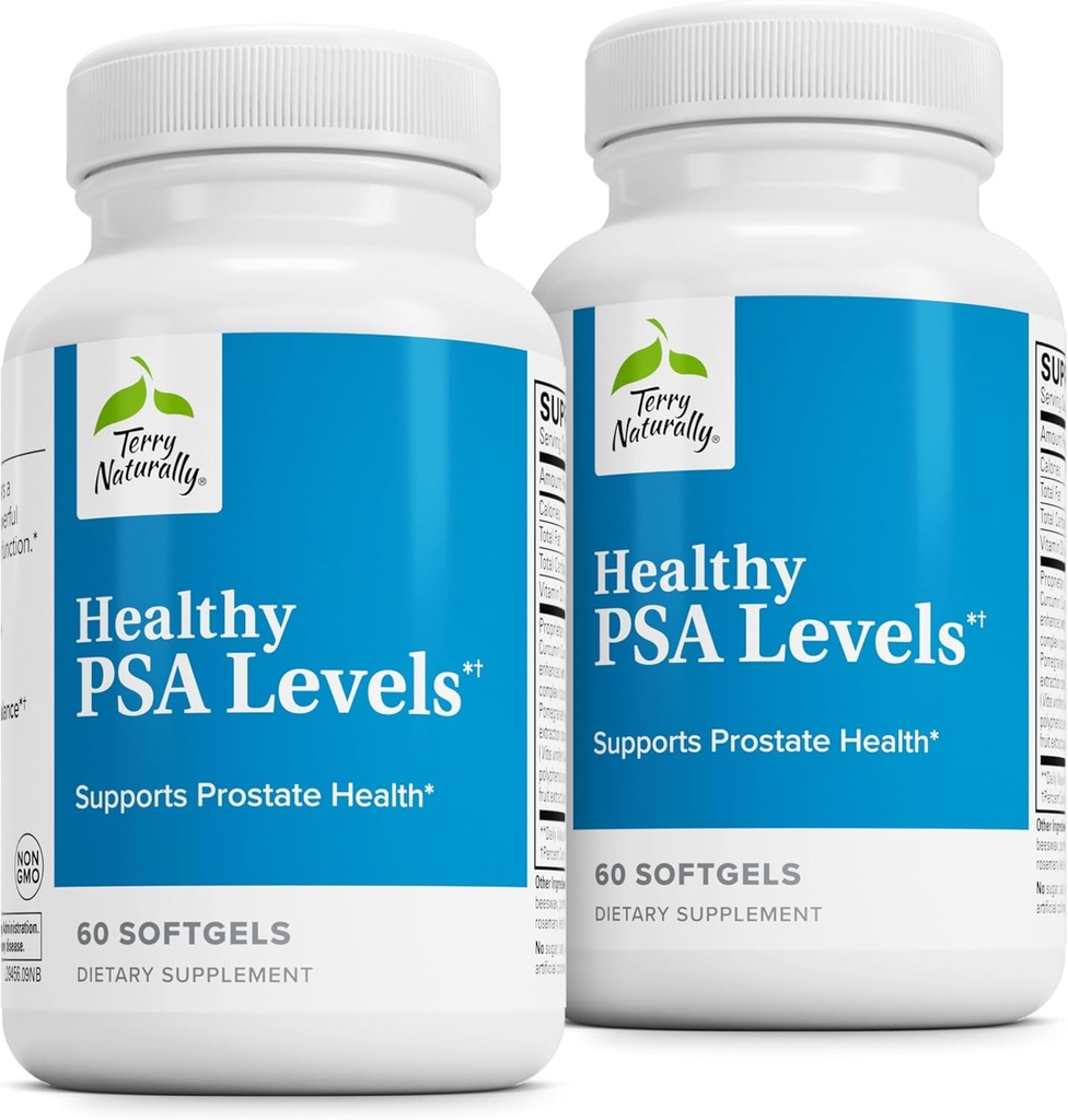 Terry naturlig sunn PSA nivåer - kosttilskudd for sunn prostata og hormon balanse støtte - Herbal Supplement med curcumin, gurkemeie essensiell olje og kornfrø ekstrakt - 60 Softgels
