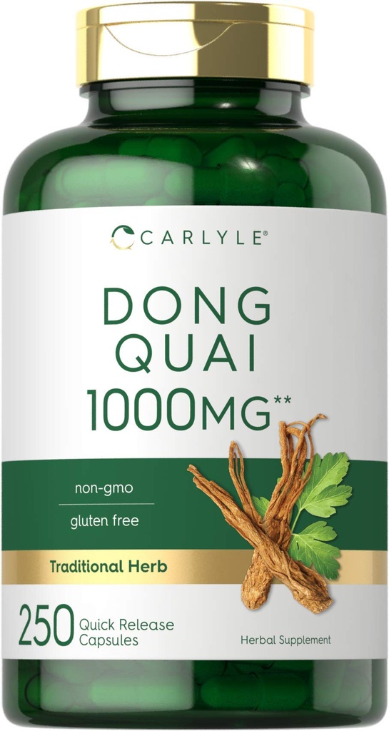 Carlyle Dong Quai kapsler | 1000mg | 250 greve | Ikke-GMO og Glutenfri Supplement | Tradisjonell urt