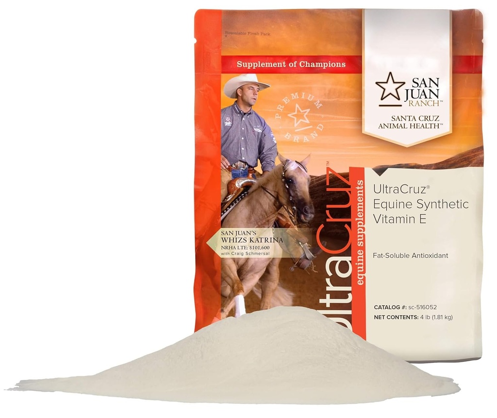 UltraCruz sc-51605 Equine Syntetisk vitamin E Supplement for hester, 4 lb, pulver (112 dagers forsyning)