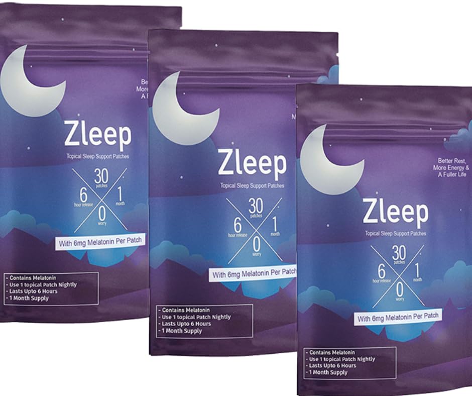 Zleep - søvnlapper m/Dream Complex og Melatonin for å fremme kvalitet søvn og redusere tretthet (3 pakke, 90 patches)
