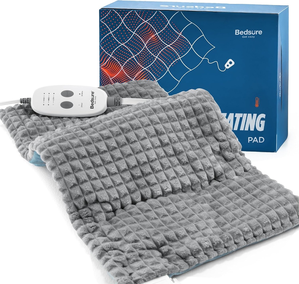 Sovesure Oppvarming Pad for hals og skulder og rygg, vektet oppvarmet pad med vibrasjon, FSA kvalifiserte elementer, bursdagsgaver for kvinner menn mamma menn, automatisk stenge av, 5lbs 12 x x 24", Grå