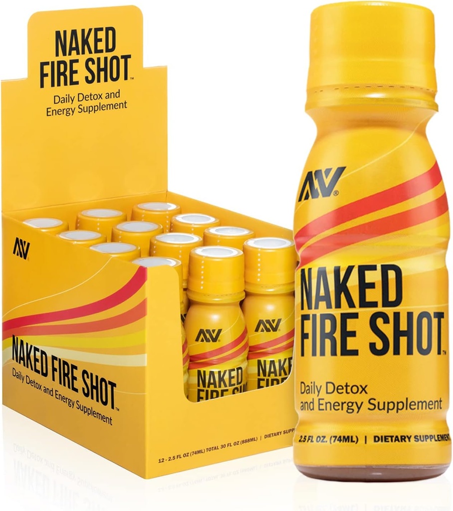 Naked ernæring Naked Fire Shot - Natural Energy Shots, Ginger Root, Rå Apple Cider Vinegar, Organic Ginseng & Ashwagandha, Detox, Energi wellness Shots - 2.5Oz, 12 Pack