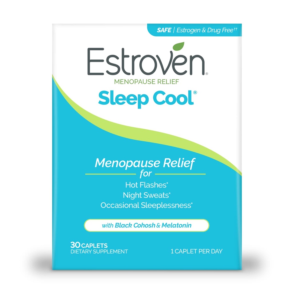 Estroven søvn kult for menopause relief, 30 Ct, søvnstøtte Supplement med klinisk bevist ingredienser til å lindre menopause symptomer pluss natt sviter og varme blits relief, narkotika-no & gluten-no