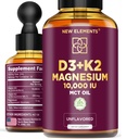 Væske Vitamin D3 med K2 & magnesiumglycinat | Vitamin D D dropper 10.000 IU Vitamin K2 200mcg Mk7 | Vitamin D3 + K2 Tillegg for menn og kvinner | høy absorpsjon | MCT olje | Glutenfri | Ikke-GMO