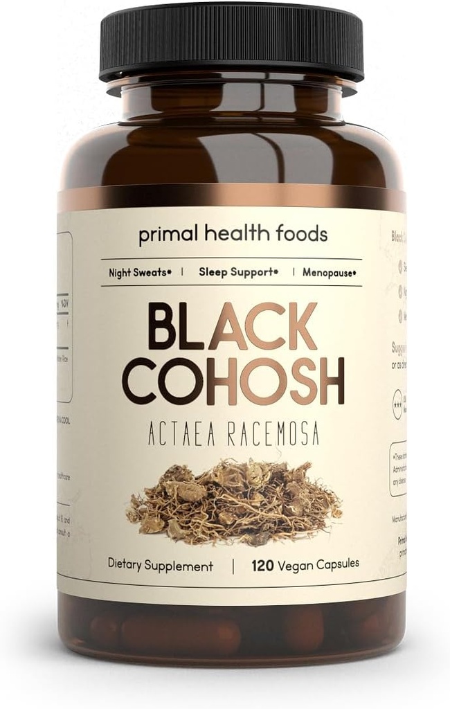 Økologisk svart cohosh 1000 mg 60 serveringer | Menopause, nattsweats og søvnstøtte | Vegetarisk, organisk, ikke-GMO og glutenfri