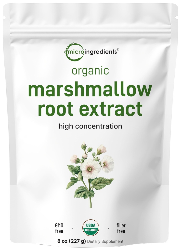 Mikroingredienser Organic Marshmallow Root Powder, 8 Ounce, Filler Gratis og Tradisjonelt brukt, støtter Digestive Gastrointestinal Helse, Ikke-Irradiert og Ingen GMO, Vegansk Vennlig